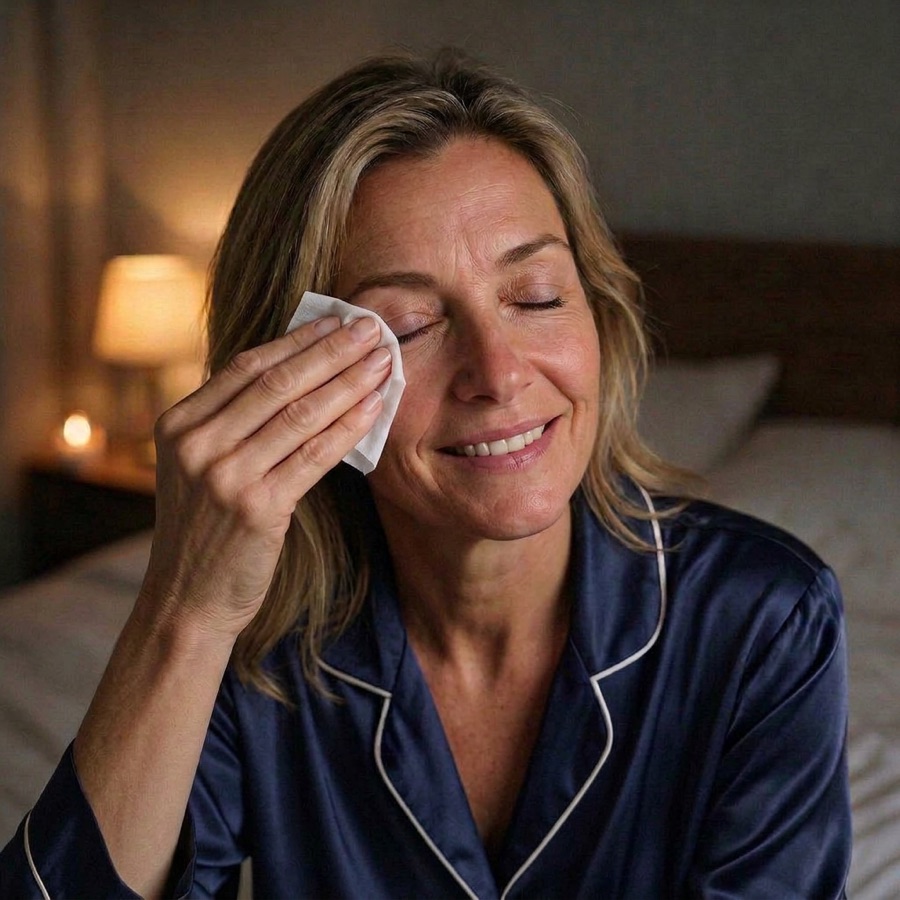 Step 2: Wipe your eyelids