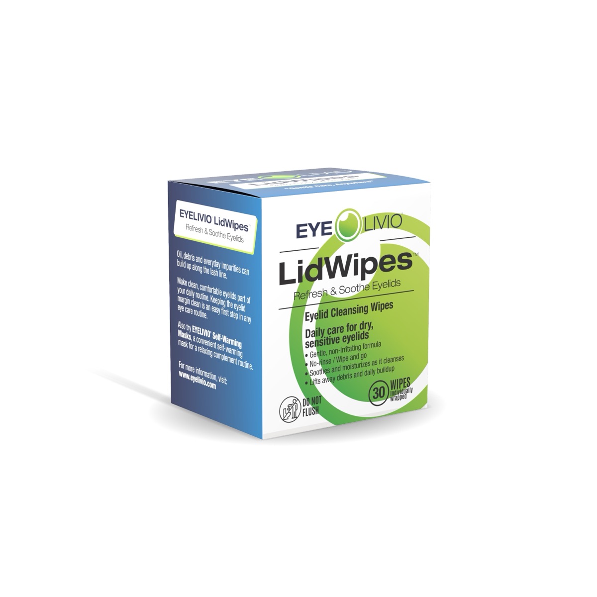 EYELIVIO LidWipes box, side view