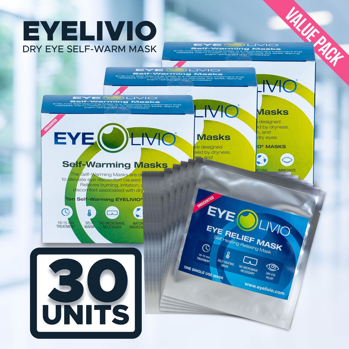 Three boxes of EYELIVIO self-warming masks