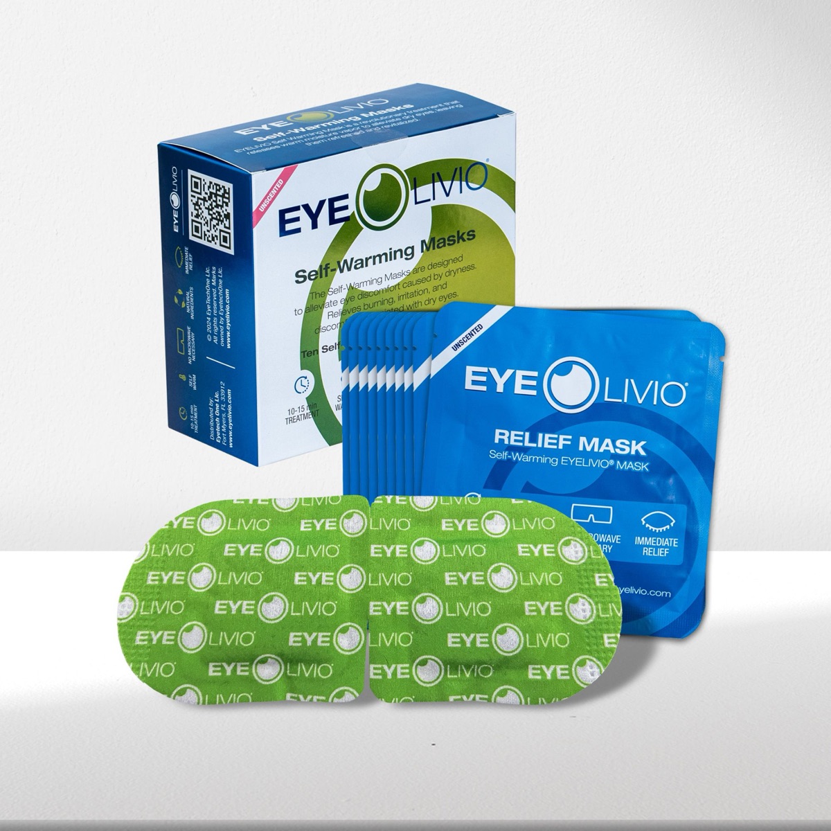 EYELIVIO self-warming eye mask, pouches and box
